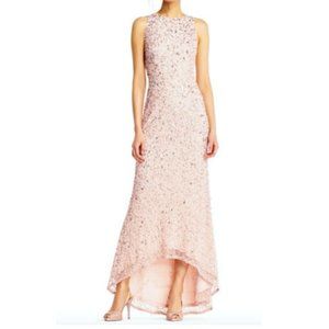 Adrianna Papell Blush Maxi Gown Beaded Sequin. Wore Once!